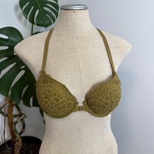 Auden Radiant Lace Front Closure‎ Push Up Bra Olive Green 34C